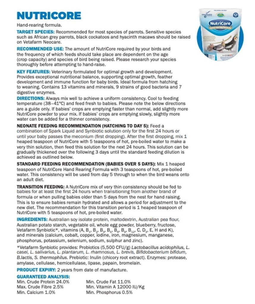 Nutricore Hand Rearing - 450 g (9317657006127.0)