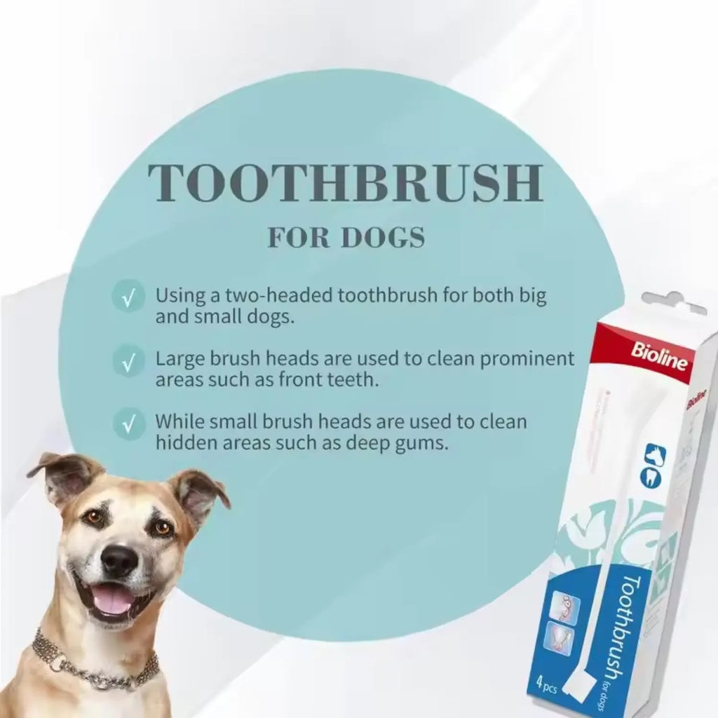 Bioline Toothbrush for Dogs Set 4 pcs