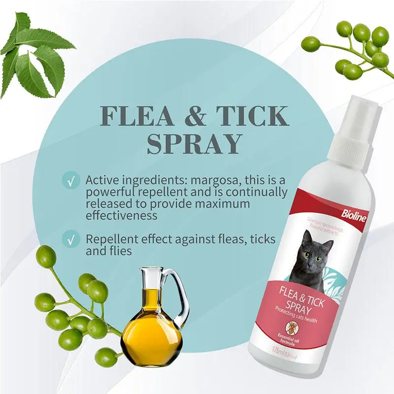 Bioline Flea and Tick Spray for Cat - 175 ml