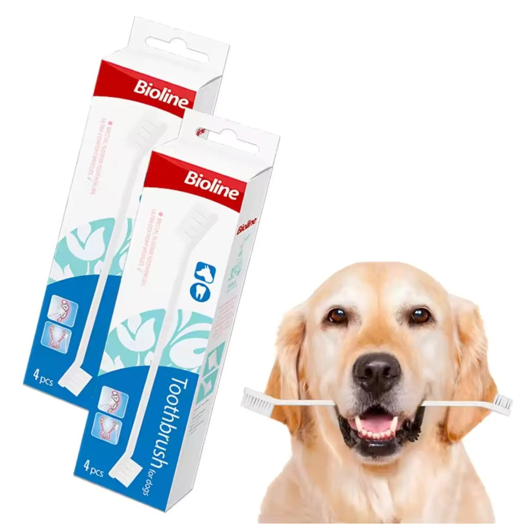 Bioline Toothbrush for Dogs Set 4 pcs